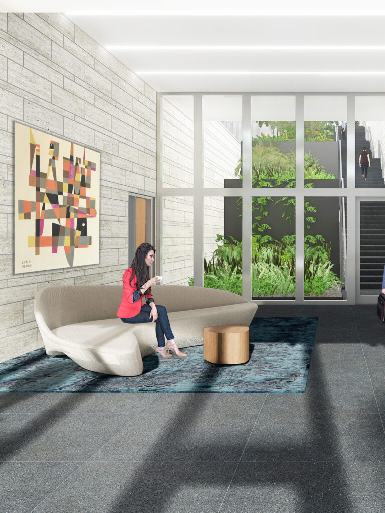 Interior depiction of the main lobby for the new U.S. consulate general in Merida.