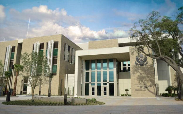 Photo of the façade of the new U.S. consulate general in Nuevo Laredo.