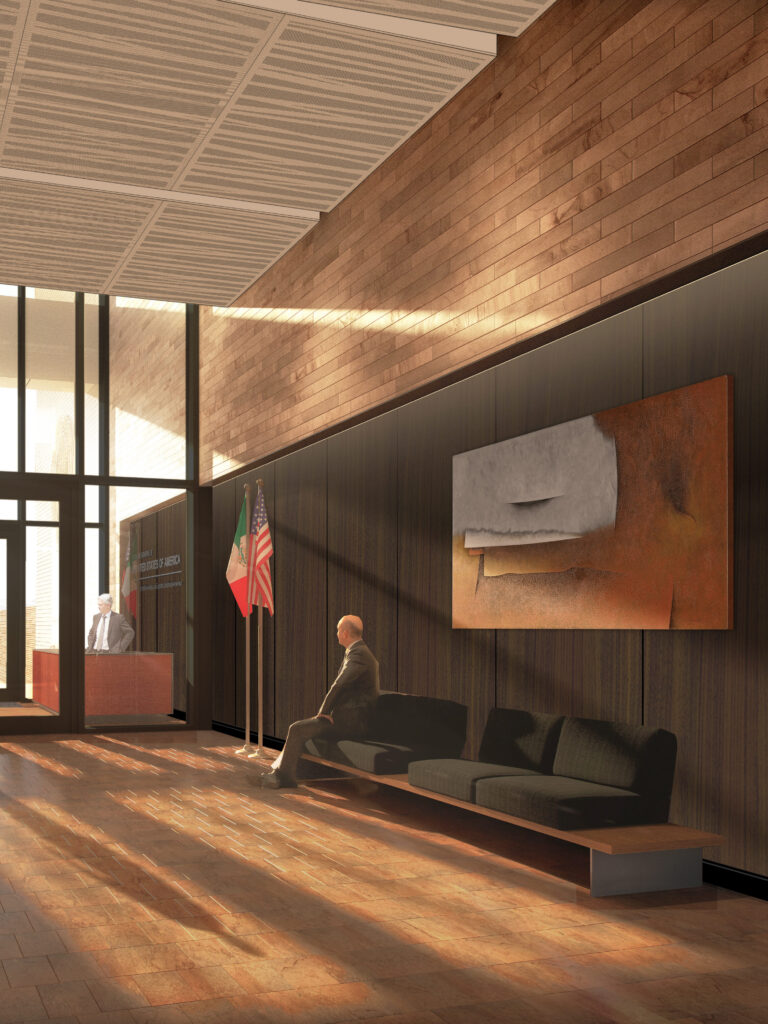 Rendering of the U.S. Consulate General Nogales lobby.